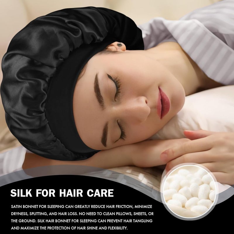 Doitory Store Satin Silk Bonnet for Sleeping, Double Layer Silk Sleep Cap for Men & Women, Soft Satin Lined Bonnet for Curly Hair - Image 4